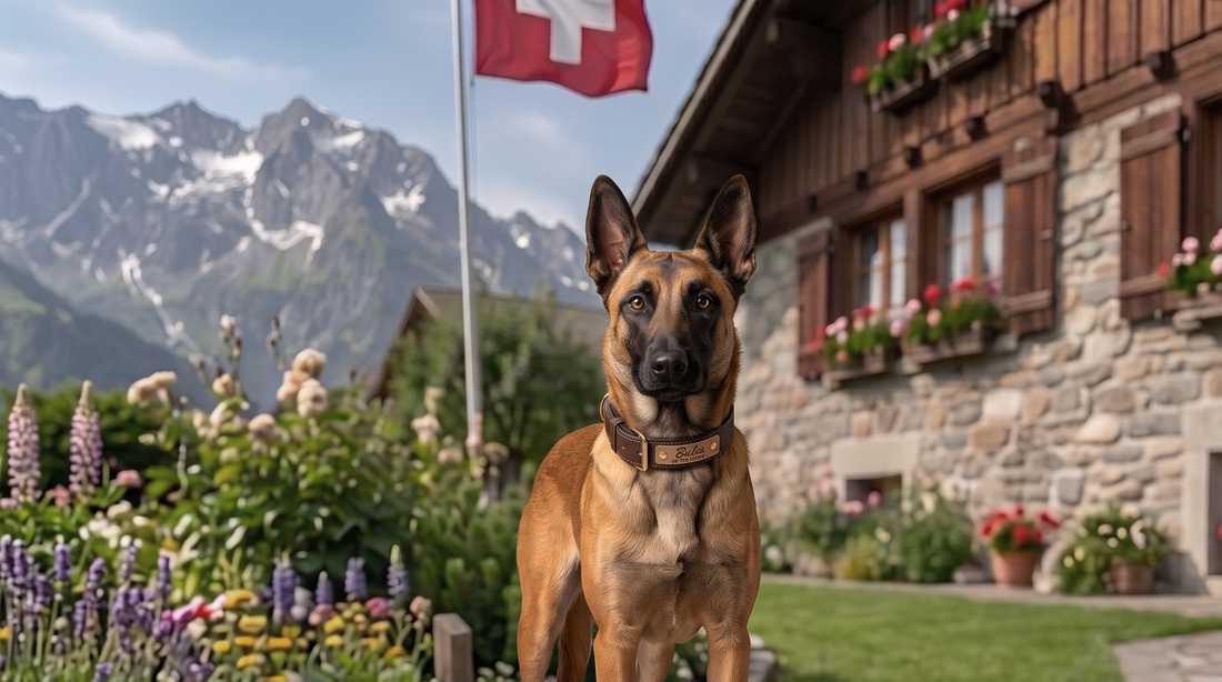 Hundehalsband personalisiert mit Namens-Gravur – Leder-Halsband  Schweiz