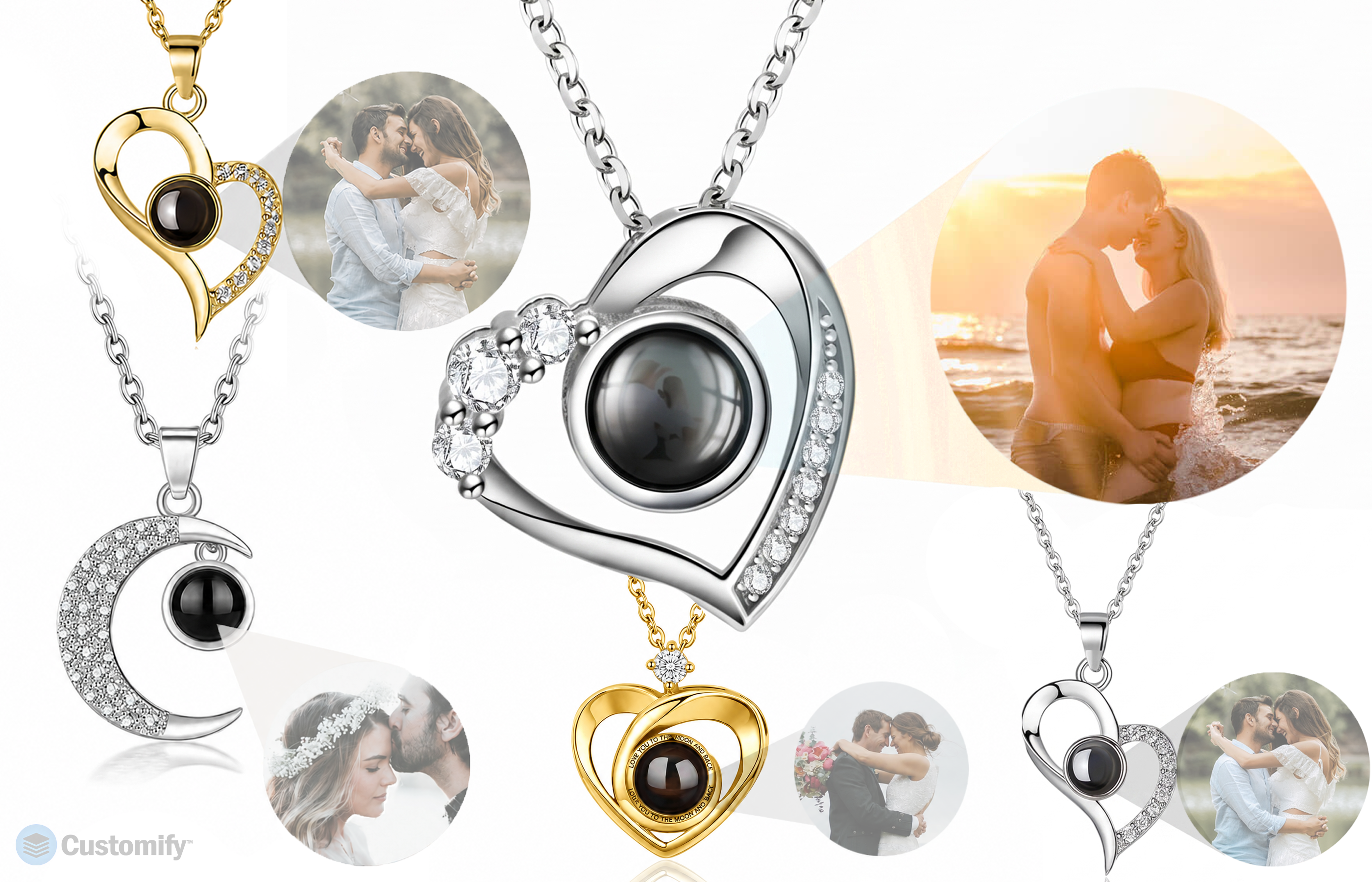 Foto-Halskette mit Bild-Projektion – personalisiertes Geschenk von Herzen | Customify Schweiz