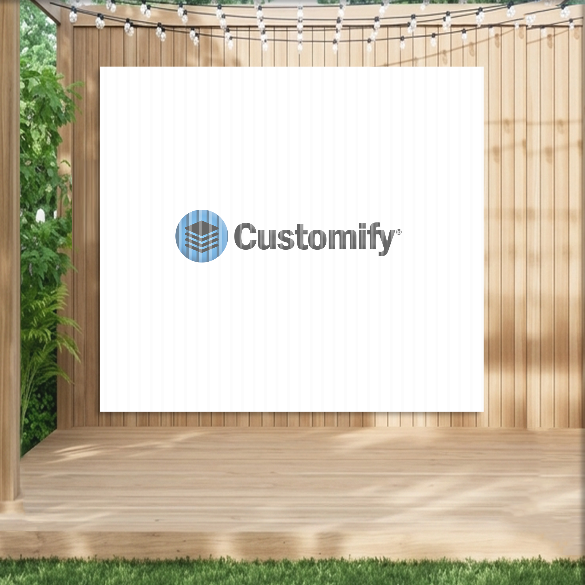 Personalisierte Foto-Flagge im Querformat als Banner für Pergola, Wohnzimmer, Garten, Terrasse, Events und dekorative Hintergründe