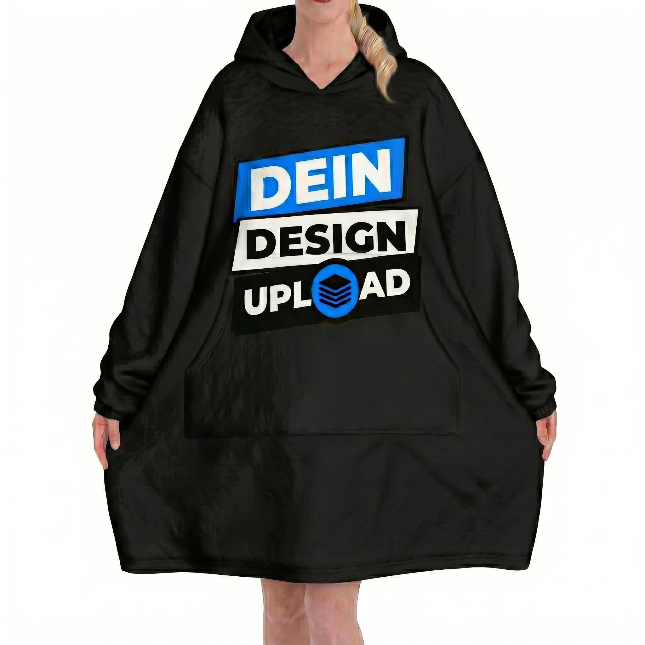 FOTO-Kuschelpullover personalisierbar XXL Oversize in Schwarz mit eigenem Design