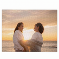 Personalisiertes Foto-Puzzle mit 300 Teilen, eigenes Bild von Mutter und Tochter am Strand im Sonnenuntergang