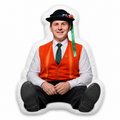 Personalisiertes Fotokissen mit Ruedi als lustigem Schweizer Bauern, individuell bedrucktes Kissen mit weissem Rand von Customify.