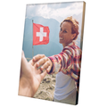 Personalisierte Leinwand mit eigenem Foto im Hochformat und weissem Keilrahmen für Wohnzimmer oder moderne Wandgestaltung