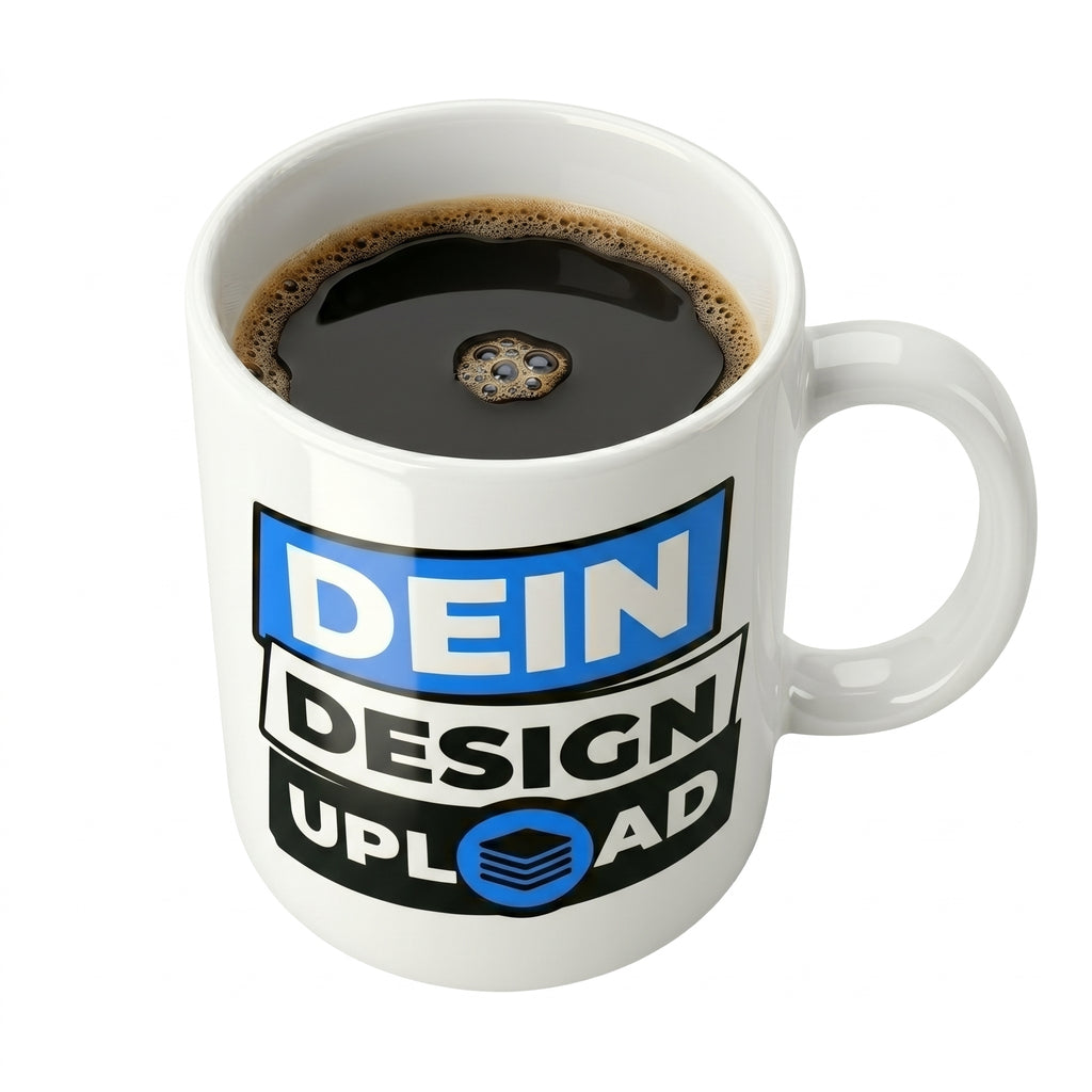 Personalisierte Fototasse mit Kaffee und eigenem Design, weisse Tasse mit Fotodruck bei Customify® online gestalten
