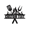 Kleines personalisierbares Grillschild mit BBQ Motiv und individuellem Wunschtext