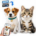 Haustier-Fotokissen mit eigenem Foto: Hund und Katze als 3D-Plüschkissen, Foto-Upload per Customify-App