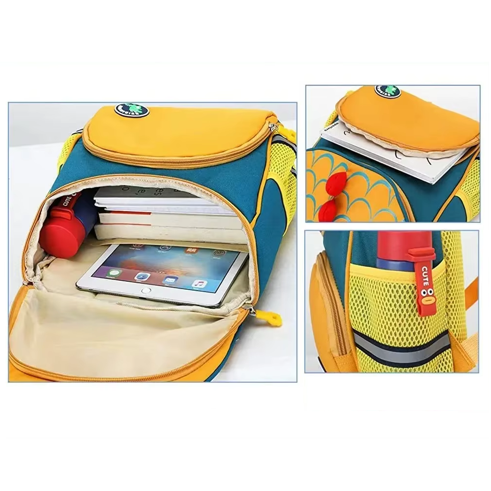 Kindergarten-Rucksack mit Dino-Design, grosses Innenfach und Seitentasche für Spielgruppe, Kindergarten, Schule und Ausflüge online personalisieren