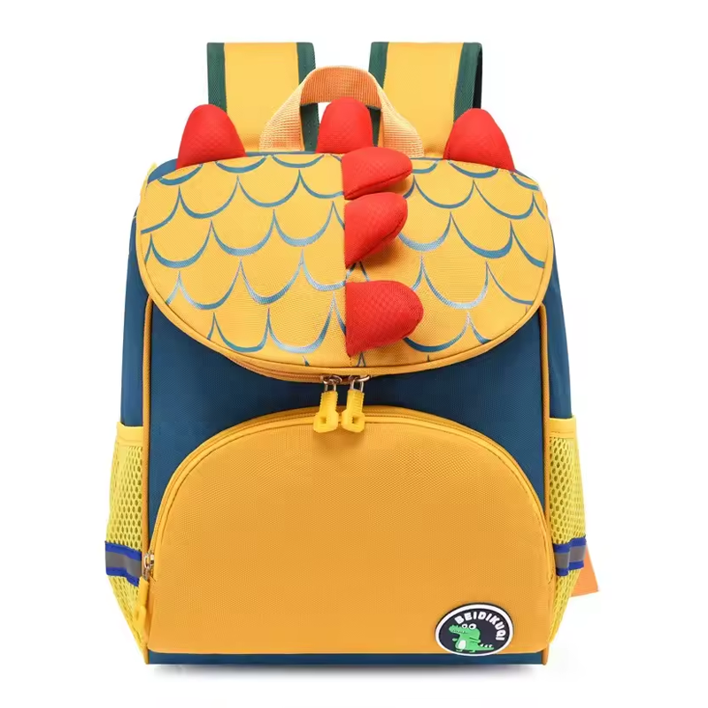 Kindergartenrucksack mit Dino-Motiv in Gelb und eigenem Namen, personalisierbarer Kinder-Rucksack für Schule und Kita