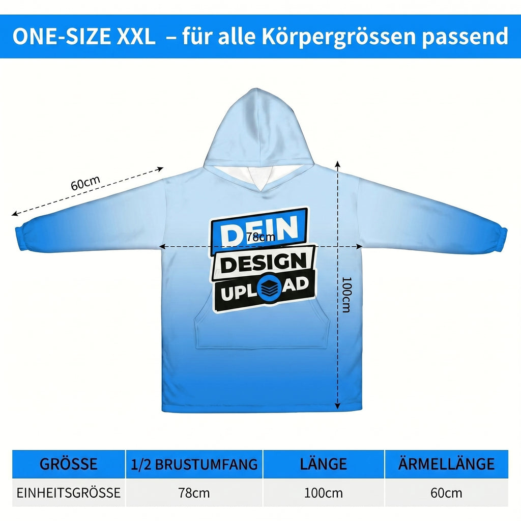Groessentabelle Kuschelpullover-Hoodie Onesize XXL fuer alle Koerpergroessen