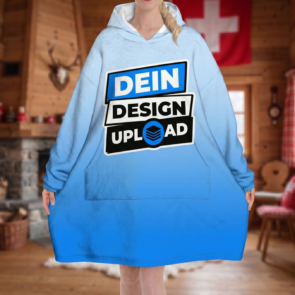 Oversize Kuschelpullover-Hoodie XXL mit eigenem Foto-Upload in Schweizer Stube