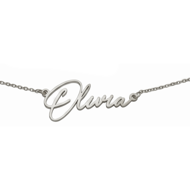 Silberne Namenskette personalisiert mit Name in eleganter Schreibschrift als Anhänger