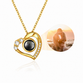 Personalisierbare Herz Halskette in Gold mit Foto-Projektion und Hologramm-Effekt zum Durchschauen