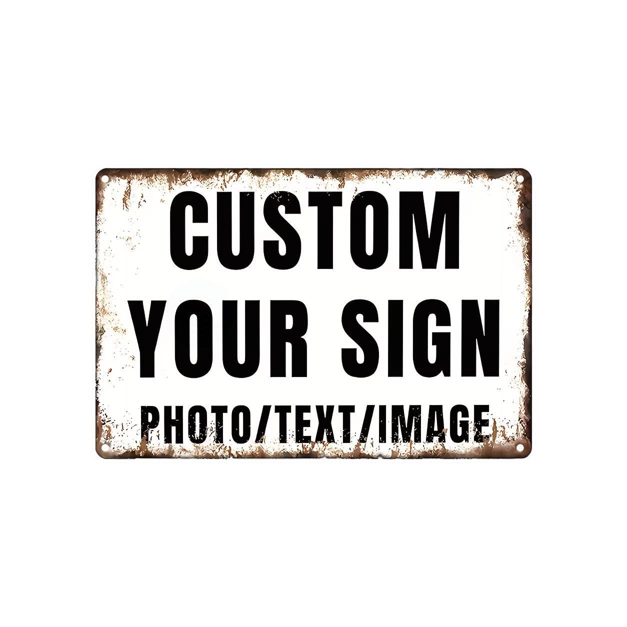Personalisiertes Vintage-Blechschild mit eigenem Foto, Text oder Logo im rustikalen Metall-Look für Haus, Garage oder Garten