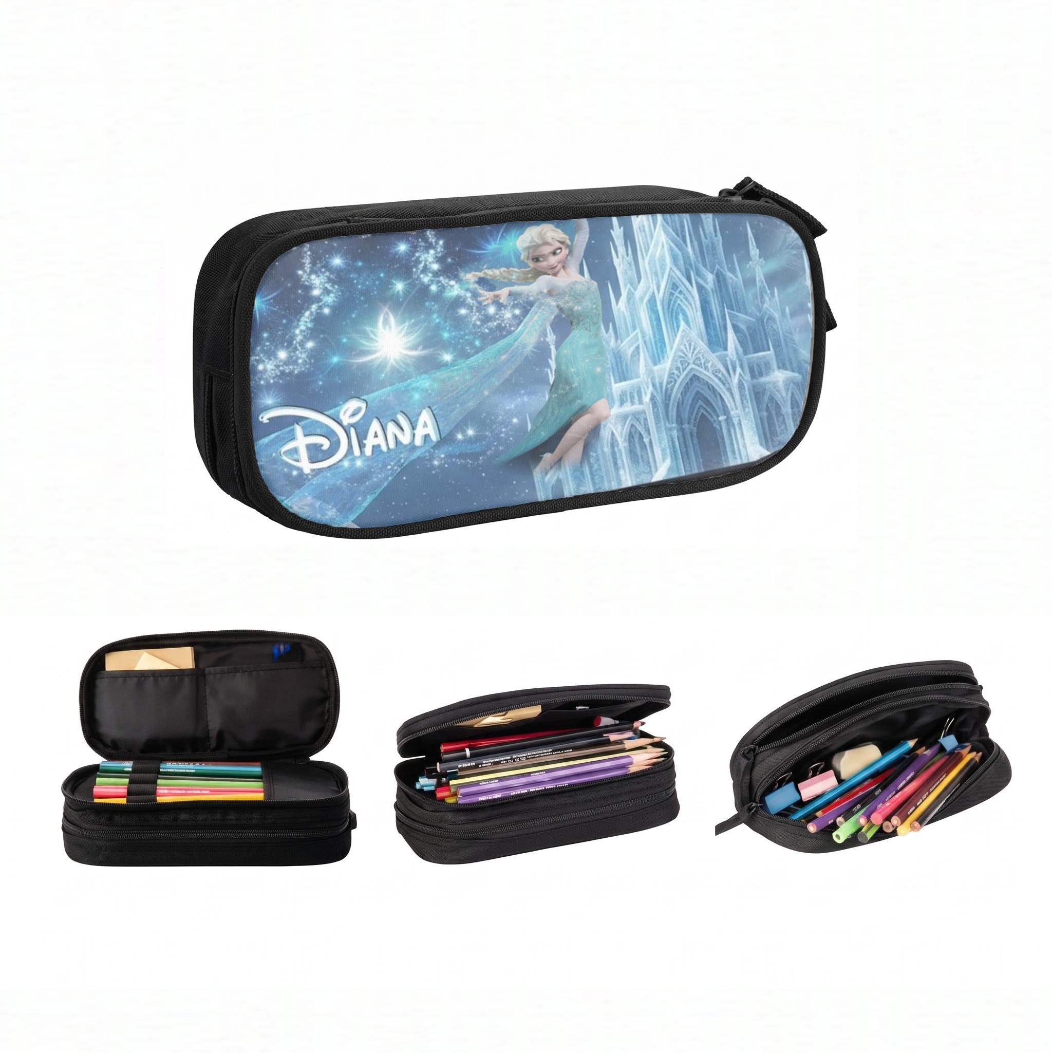 Personalisierbares Schul-Etui mit eigenem Design, mehreren Fächern, Stiftehalter und Reissverschluss für Schule, Zeichnen und kreative Schulsachen online gestalten