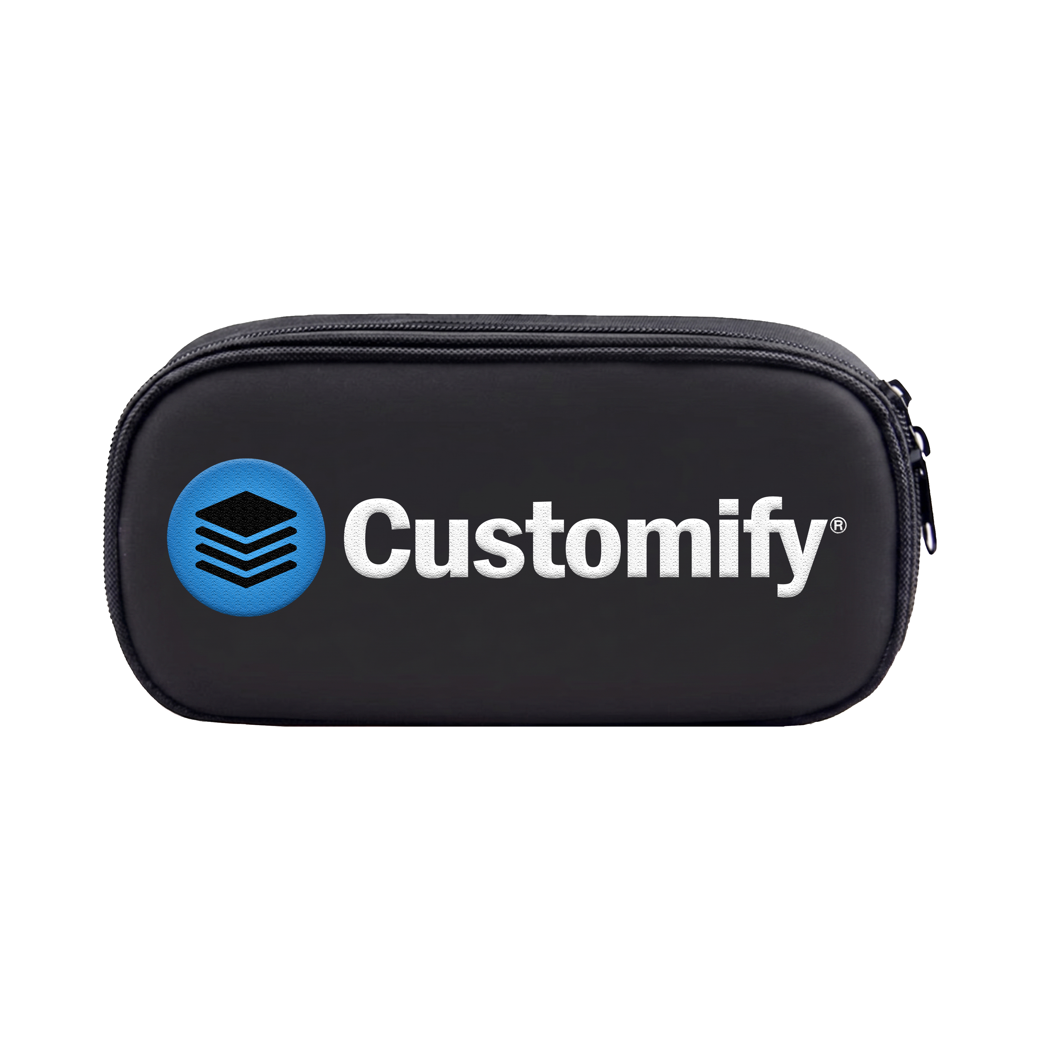 Personalisierbares Schul-Etui in Schwarz mit Customify Logo, ideal für Stifte und Schulbedarf